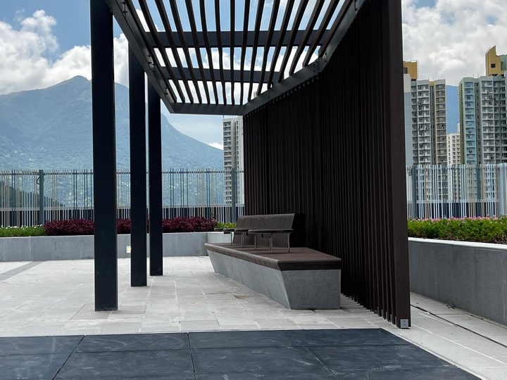 North Lantau Hospital composite wood grille trellis bench — photo 5