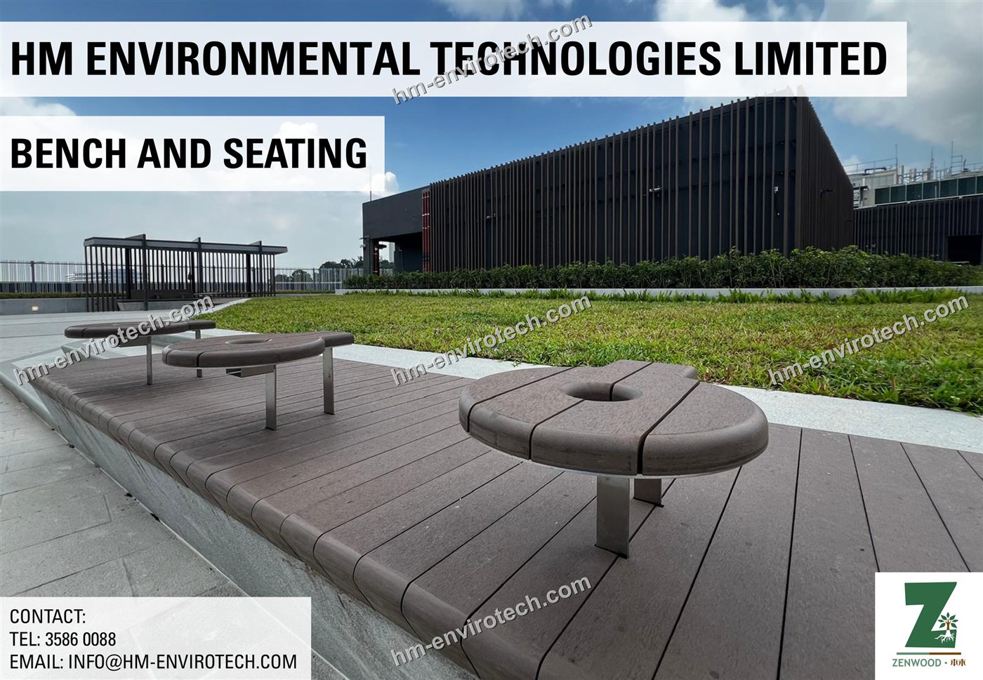 Bench and seating rooftop round tables