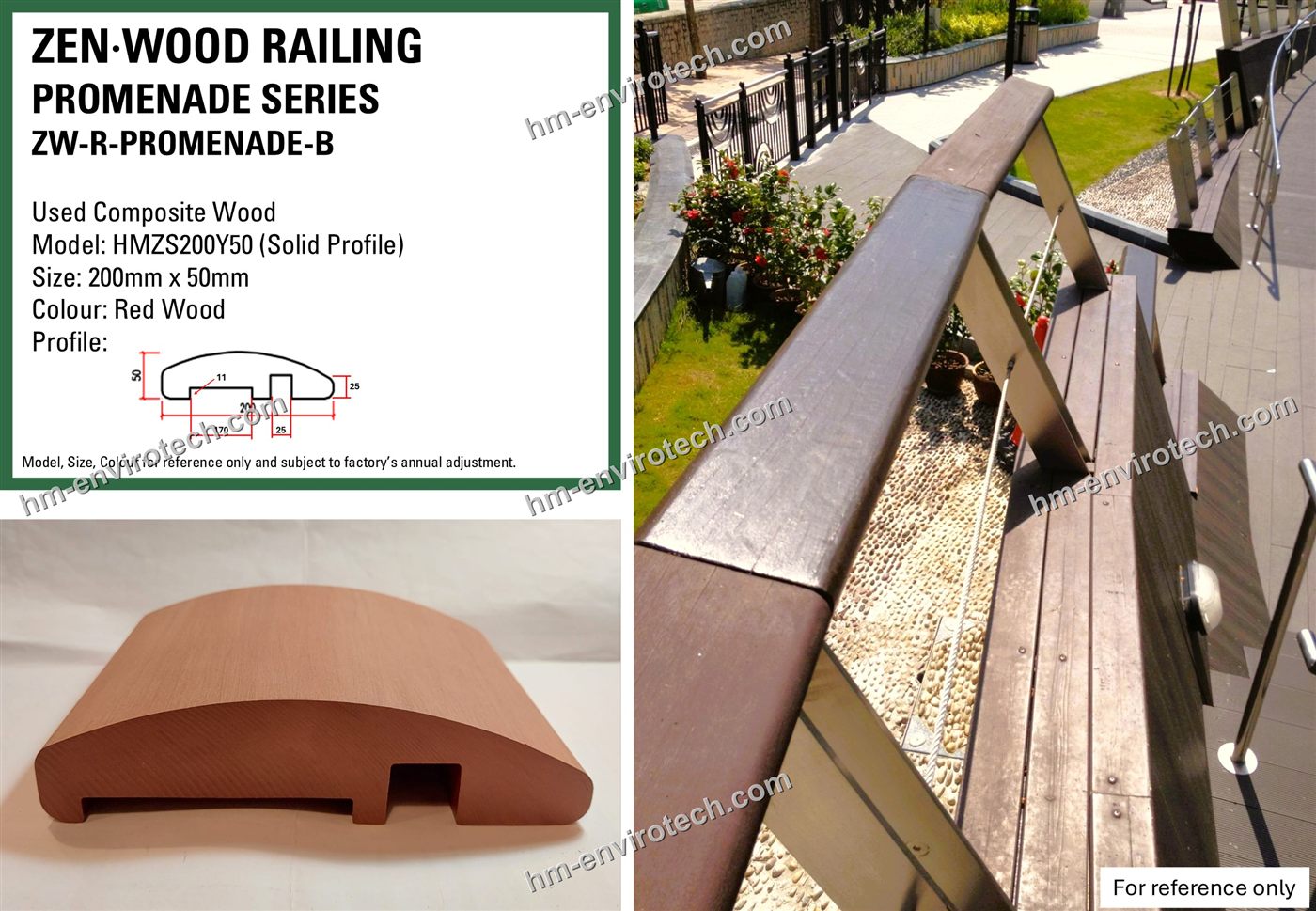 Promenade Series red wood handrail
